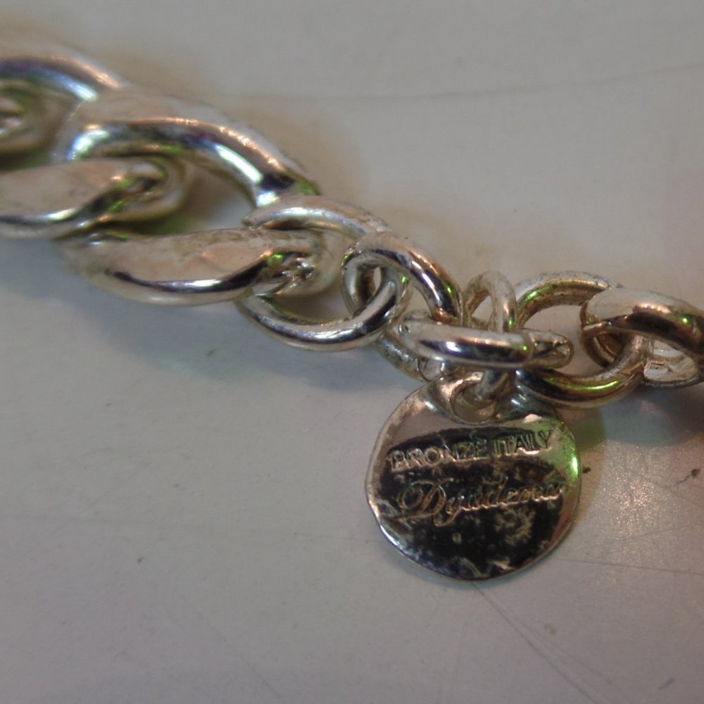 Mia Fiore Made in Italy Daydema Bronze Italy Silver Thick Chain Toggle Closure - Picture 9 of 11